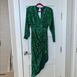 Alexia Admor Green Sequin Long Sleeve Dress